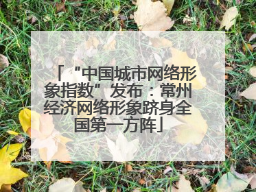 “中国城市网络形象指数”发布：常州经济网络形象跻身全国第一方阵