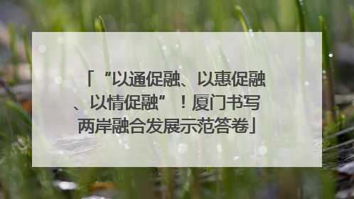 “以通促融、以惠促融、以情促融”！厦门书写两岸融合发展示范答卷