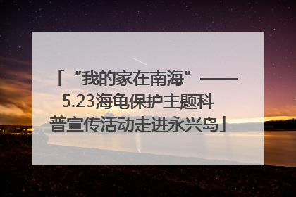 “我的家在南海”——5.23海龟保护主题科普宣传活动走进永兴岛