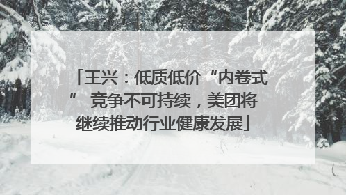 王兴：低质低价“内卷式” 竞争不可持续，美团将继续推动行业健康发展