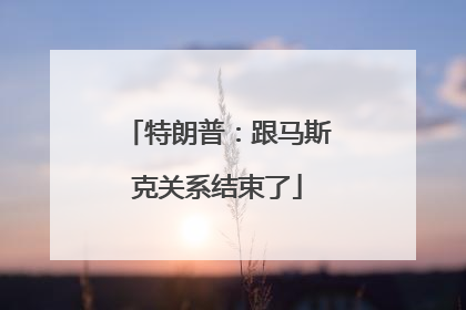 特朗普：跟马斯克关系结束了