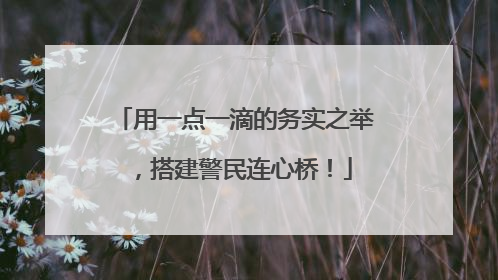 用一点一滴的务实之举，搭建警民连心桥！