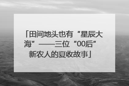 田间地头也有“星辰大海”——三位“00后”新农人的夏收故事