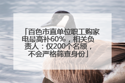 百色市直单位职工购家电最高补60％，相关负责人：仅200个名额，不会严格筛查身份