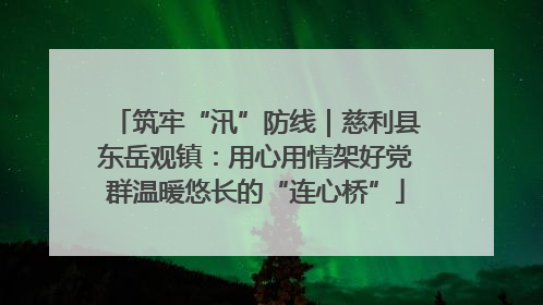 筑牢“汛”防线｜慈利县东岳观镇：用心用情架好党群温暖悠长的“连心桥”