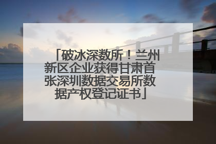 破冰深数所！兰州新区企业获得甘肃首张深圳数据交易所数据产权登记证书