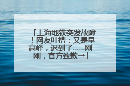 上海地铁突发故障！网友吐槽：又是早高峰，迟到了……刚刚，官方致歉→