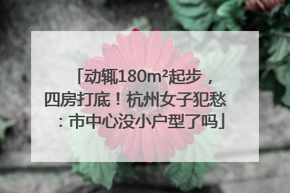动辄180m²起步，四房打底！杭州女子犯愁：市中心没小户型了吗