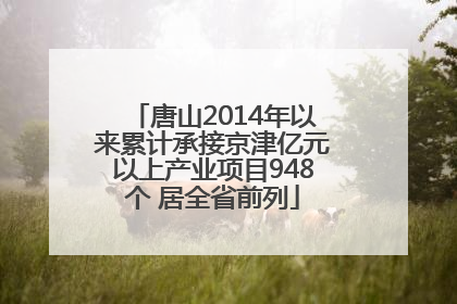 唐山2014年以来累计承接京津亿元以上产业项目948个 居全省前列
