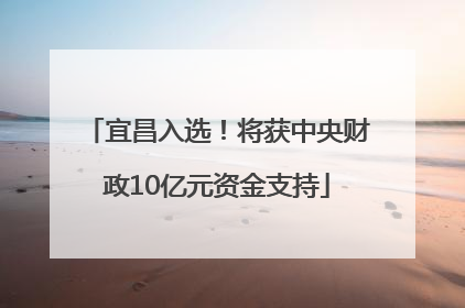 宜昌入选！将获中央财政10亿元资金支持