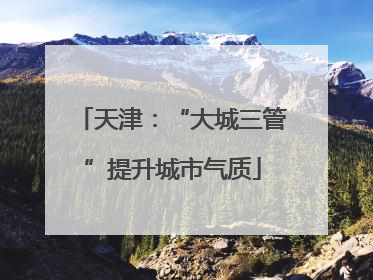 天津：“大城三管”提升城市气质
