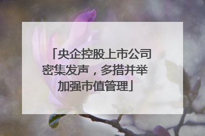 央企控股上市公司密集发声，多措并举加强市值管理