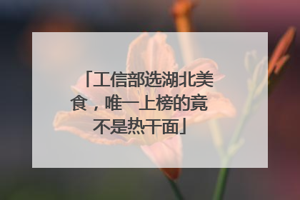 工信部选湖北美食，唯一上榜的竟不是热干面