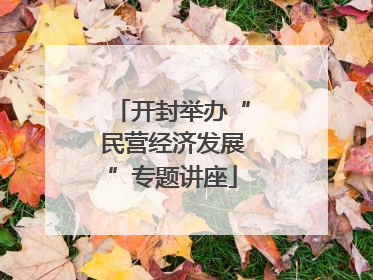 开封举办“民营经济发展”专题讲座