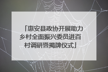 惠安县政协开展助力乡村全面振兴委员进百村调研暨揭牌仪式