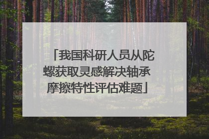 我国科研人员从陀螺获取灵感解决轴承摩擦特性评估难题