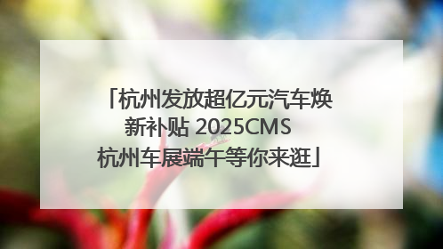 杭州发放超亿元汽车焕新补贴 2025CMS杭州车展端午等你来逛