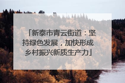 新泰市青云街道：坚持绿色发展，加快形成乡村振兴新质生产力