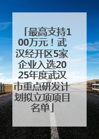 最高支持100万元！武汉经开区5家企业入选2025年度武汉市重点研发计划拟立项项目名单