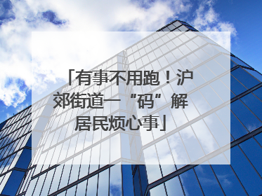 有事不用跑！沪郊街道一“码”解居民烦心事
