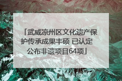 武威凉州区文化遗产保护传承成果丰硕 已认定公布非遗项目64项