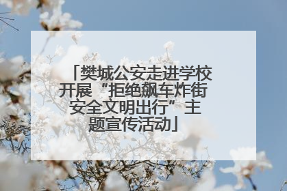 樊城公安走进学校开展“拒绝飙车炸街 安全文明出行”主题宣传活动