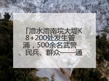 澧水澧南垸大堤K8+200处发生管涌，500余名武警、民兵、群众——通宵达旦战管涌