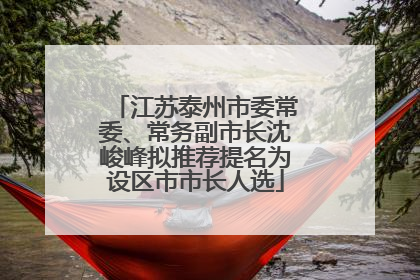 江苏泰州市委常委、常务副市长沈峻峰拟推荐提名为设区市市长人选