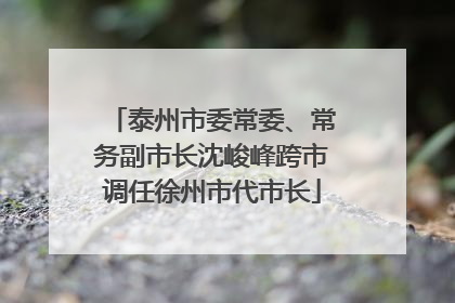 泰州市委常委、常务副市长沈峻峰跨市调任徐州市代市长