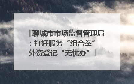 聊城市市场监督管理局：打好服务“组合拳” 外资登记“无忧办”