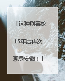 这种剧毒蛇15年后再次现身安徽！
