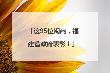 这95位闽商，福建省政府表彰！