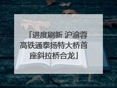 进度刷新 沪渝蓉高铁通泰扬特大桥首座斜拉桥合龙