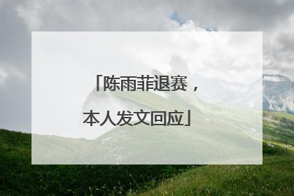 陈雨菲退赛，本人发文回应