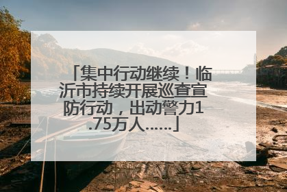 集中行动继续！临沂市持续开展巡查宣防行动，出动警力1.75万人……