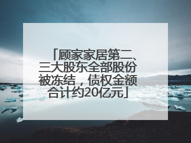 顾家家居第二、三大股东全部股份被冻结，债权金额合计约20亿元