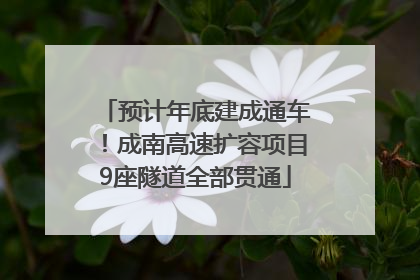 预计年底建成通车！成南高速扩容项目9座隧道全部贯通