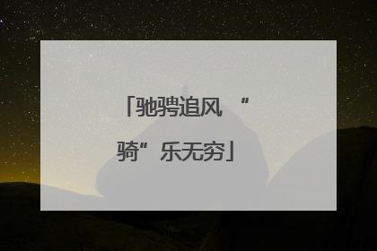驰骋追风 “骑”乐无穷