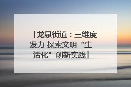 龙泉街道：三维度发力 探索文明“生活化”创新实践