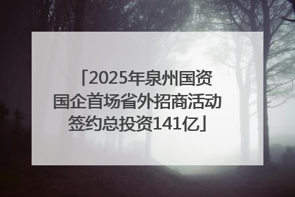 2025年泉州国资国企首场省外招商活动签约总投资141亿