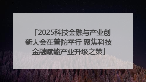 2025科技金融与产业创新大会在普陀举行 聚焦科技金融赋能产业升级之策